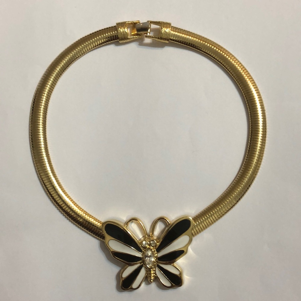 Gold tone butterfly choker